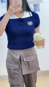 6236 Bearnie Collar Button Knit Top Blouse Atasan Wanita Berkerah