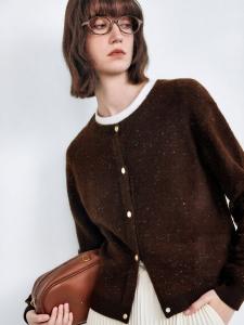 Bộ Áo Cardigan Lông Cừu Cổ Tròn Ngắn T Tay