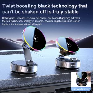 15W Vacuum Suction Cooling Magnetic Wireless Charger Car Phone Holder Mount 360 Rotatable Compatible with Smartphones for iPhone