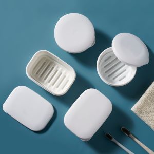 Portable Travel Handmade Soap Dish Candy Color Double Layer Drainable Bath Tub round Seal Soap Box Macaron Style for Everyone