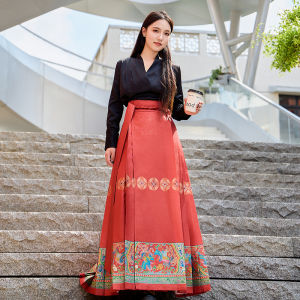 Red Hanfu Wedding Dress Original Design Love Strange Phoenix Wears Peony High Waist A-Line Skirt for Women Festive Celebration