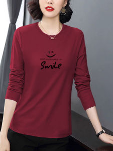 Loose Fit Pure Cotton Long Sleeve T-Shirt Womens Base Layer Shirt Slimming Stylish Bottoming Top plus Size Cover Belly