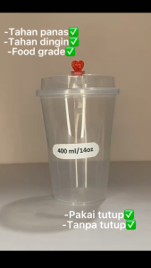 【CUP & TUTUP 100 PCS】Futureplas Cup Injection 14oz 400ML/13 G - Connected Lid sambung