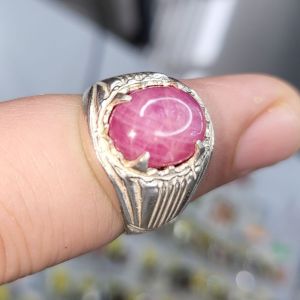 CINCIN PERAK 925 DELIMA BURMA ASLI PERMATA BATU STONE FOR RING CINCIN HIGH QUALITY GERM STONE