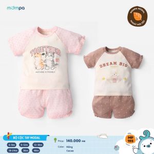 Bộ cộc tay bé gái Mompa 6 tháng - 4 tuổi vải Modal thấm hút co giãn mềm mại 195