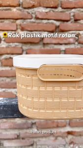 [6 pcs] Keranjang Blink Coklat Motif Kayu Anyam Plastik Tempat Penyimpanan Serbaguna Organizer