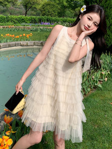 ชุดเดรสทรงเอเอวสูง แขนกุด ทรงเข้ารูป ทรงเอ ผ้าโพลีเอสเตอร์ ฤดูร้อน 2025 ชุดเดรสยาวปานกลางสำหรับผู้หญิง