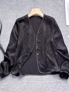 Casual Loose Womens Shirt Acetate Fabric Wrinkled Korean Style Open Cardigan Outerwear Fashionable Sun Protection Clothing