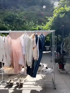 Clothes drying rack | Floor-standing clothes drying rack | Movable balcony clothes drying rack | Bold and thickened | With mesh frame Rak pengeringan