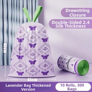 Lavender Easy-Drawstring Durable Trash Bags