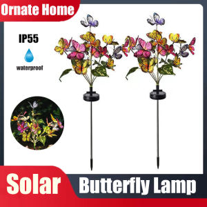 70CM Solar Butterfly Flower Ground Lamp Outdoor Solar Garden Lamp Butterfly Stakes for Garden Yard and Lawn Decoration