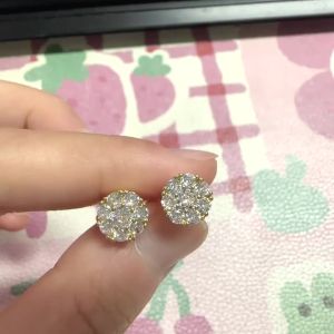 Huitan Luxury Gold Color Brilliant Cubic Zirconia Stud Earrings for Women Dainty Small Female Earring Gifts Classic Jewelry