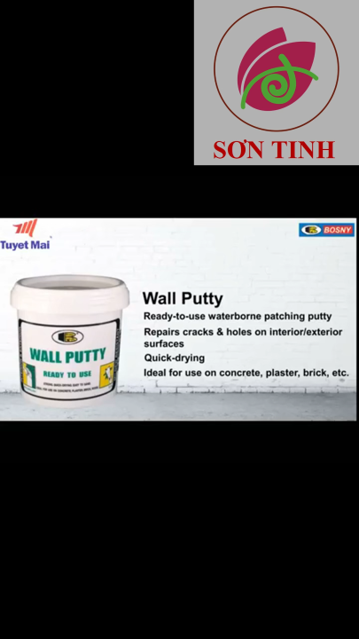 Chống thấm tường, Bột bả trám khe nứt gỗ , trét thùng loa Bosny Wall Putty màu trắng