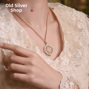 WU YUE JEWELRY | Sterling 999.9 Traditional Chinese Flower Pattern Pendant