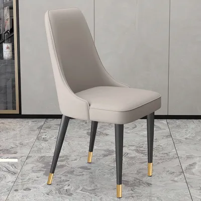 Modern Simple Home Use Dining Chair Casual Iron Art Restaurant Chair Nordic Luxury Hotel Chair with Backrest Leather Finish