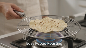 JVH Papad Roaster Grill Made in India Assembled Design Stainless Steel Handle Wire Mesh Cooking Tool Kitchen Utensil