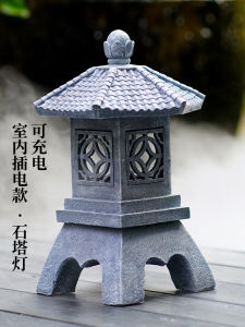 Solar Decoration Chinese Style GD Luminous Indoor Courtyard Landscaping Decoration Home Desktop Classy Stone Tower