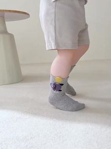 2026 Autumn 0-8Y Kids Mid Calf Socks Cute Cartoon Baby Stuff Stripe Jacquard Soft Long 5 Pairs Multipack Casual Toddler Socks