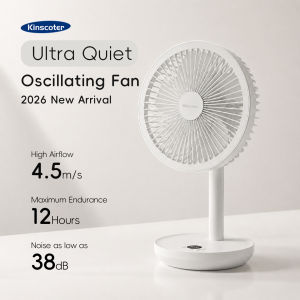 BLDC Oscillating Desktop Fan 4000mAh 5 Wind Speeds Silent Portable Rechargeable Fan with Timing Function for Home Room Gift