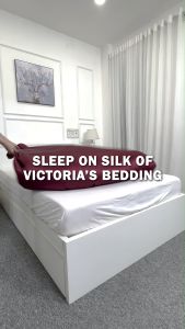 Bộ Chăn Ga Phi Lụa Victorias Bedding Màu Đỏ Rượu Chính Hãng Korea