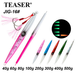 TEASER J16 40g-500g Metal Sinking Jigbiat Saltwater Carp Pike Peche Jig Spinner Lure Fishing Sea-bream Jigging Lure With Hook