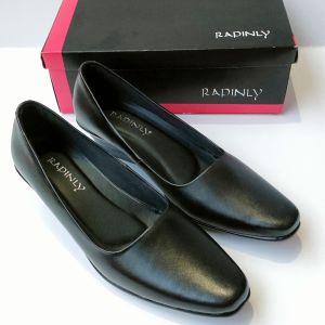 Sepatu Pantofel Wedges Wanita Kulit Heels 5 cm