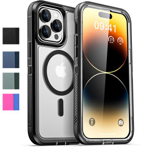 for iPhone Case [Compatible with Magsafe]Dual Layer Hard PC Front Bumper+Rugged Hard Shell with Dustplug Heavy Duty Shockproof Protective Defender Phone Case for iPhone 17 Pro Max/Air/16 Pro Max/15 Pro Max/15 Plus/14 Pro Max//13 Pro Max/12 Pro/11