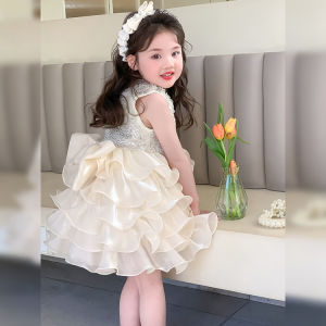 Princess Style Sleeveless Cake Skirt for Baby Girls Summer New Arrival Sweet Cute Vest Mini Lolita Princess Dress Kids Clothing