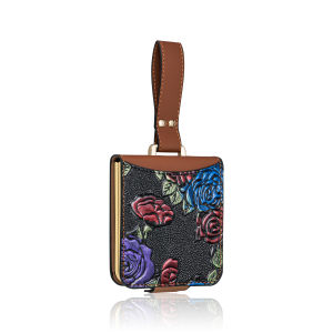 VIETAO Fashion Relief Paintings Flower PU Leather Phone Case Compatible With Samsung Galaxy Z Flip 7 6 5 4 3 Case With Wristband