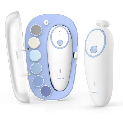 Momcozy Baby Nail File Electric Gentle Baby Nail Trimmer Electric Baby Nail Clipper with Night Light 7 Grinding Head Replacement Pads GreenPinkBlue
