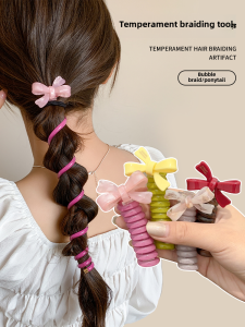 New 2025 Bubble Braid Hair Ties for Women Butterfly Knot Straight Bar Telephone Line Hair Bands High Ponytail Elastic Hair Bands