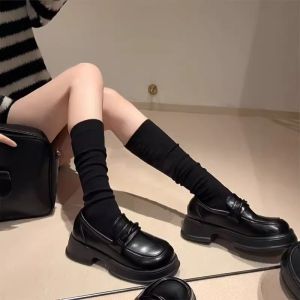 Miu Style Half Skirt Loafers College Wind Small Leg Socks Really Only Lacking in Leggings to Match Half Skirts plus Loafers