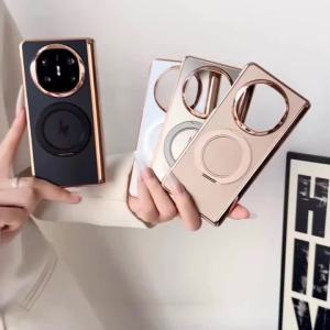 szhaiyu | Phone Case For Samsuang Galaxy Z Fold 8 7 6 5 4 Ultra TriFold Electroplated Hinge Protection Magnetic 360° Ring Kickstand Cover