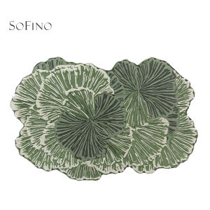 SoFINO | French Petal Irregular Pink Green Wool Carpet