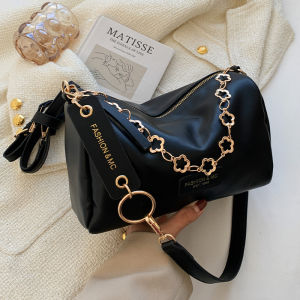 Fashionable Chain Strap Womens Crossbody Bag Versatile Shoulder Bag Pillow Shaped Handbag Soft PU Leather Casual Bag