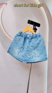 Korean Skort for Kids Girls Cute Star Design Casual Outfit Trendy Denim Maong Palda Skirt Skort for Girls 5-12 Years Old