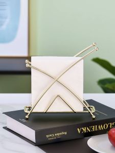 Nordic Style Iron Art Tissue Holder Square Table Napkin Clip Creative Restaurant Coffee Shop Storage Rack Pure Color Handmade