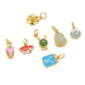 1pc/bag Brass Rabbit Butterfly Peanuts Bamboo Joint Charm Pendant for Bracelet Necklace Earring DIY Jewerly Making Accessories