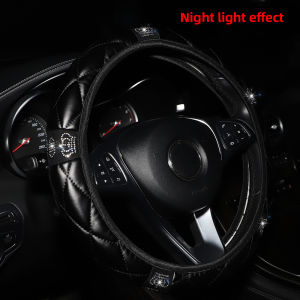 1 faux sheepskin diamond crown Blingbling automotive supplies steering wheel cover without inner ring fits 14.5-15 inches