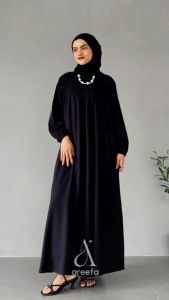 Areefa | Dress Hijab Wanita Korea Pesta Mewah Elegan Kondangan Simple Elegan Jumbo Big Size Terbaru
