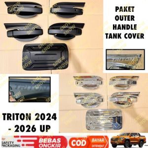Paket Outer Handle Tank Cover New Triton 2024 2025 2026 up Hitam Chrome