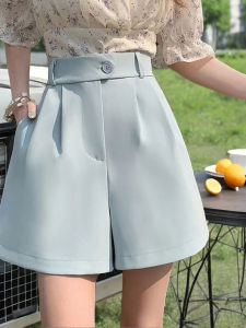 Quần Short Nữ Cạp Cao 2025 Phong Cách Mới Mùa Xuân Hè Màu Đen Chữ a Quần Ống Rộng Quần Short Công Sở Thường Ngày