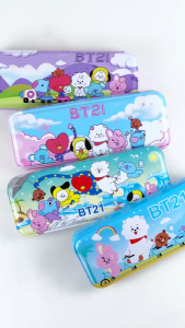 ESCO Kotak Pensil Kaleng 2 Tingkat BT21 / Tempat Pensil Pena Fancy BT21 / Metal Pencil Case AD-121