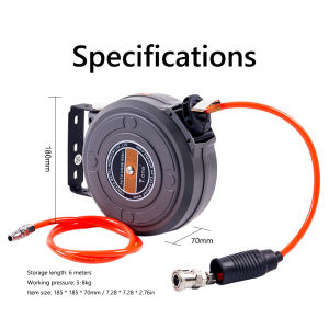 6mm Automatic Retractable Garden Hose Reel Car Wash Garden Irrigation Water Tube Holder Wall Mount High Pressure Waterpipes