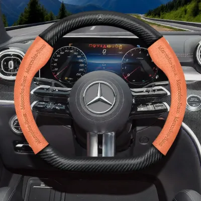 Benz Compatible Carbon Fiber & Leather Steering Wheel Cover