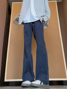 กางเกงลำลองทรงหลวมขาตรงเอวกลางสำหรับผู้ชาย กางเกงขายาวทรงหลวมสไตล์อเมริกัน กางเกงชั้นในกันฝน กางเกงขายาวทรงสปอร์ต