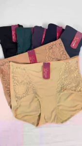 กางเกงในไซส์ใหญ่ ผ้าเนื้อนุ่ม กางเกงในผู้หญิงเอวสูง ยกก้น ผ้าที่เป็นมิตรกับผิวหนัง ลูกไม้ทางอ้อม เก๋และเซ็กซี่