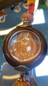 Khánh Treo Xe Ô Tô Trang Trí Phong Thủy May Mắn Bình An Tượng Quan Âm Tượng Di Lặc Viền Gỗ Treo Gương Xe Hơi