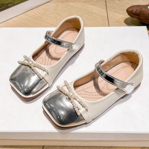 Fashionable Pearl Bow Princess Single Shoes Flats