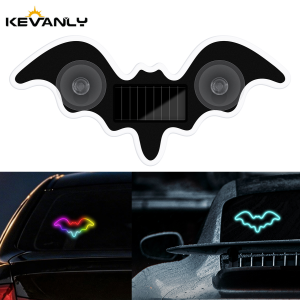 KEVANLY | 1/2pcs Cool Bat Solar Powered Car Neon Light Wireless Led Ambient Light Suction Cup USB Rechargeable Atmosphere Breathing Lamp